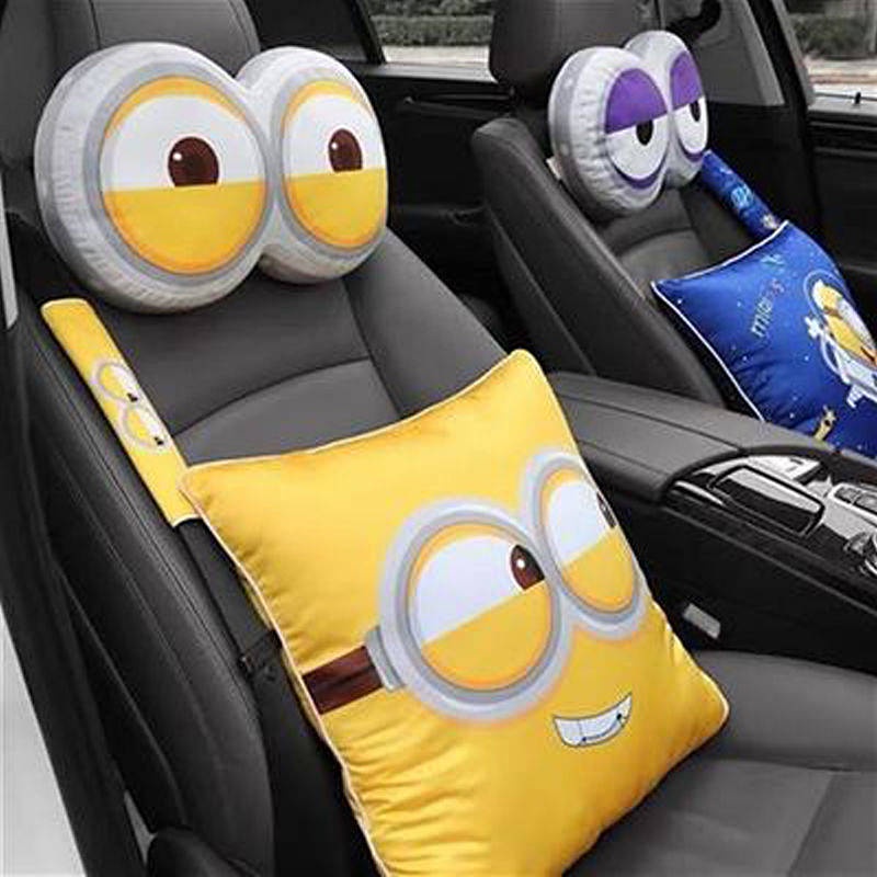 Cartoon Cute Car Cushion Universal Safety Belt Shoulder Pad Pair of Car Seat Cushion Minions Interior Decoration Supplies car accessories 1mwA