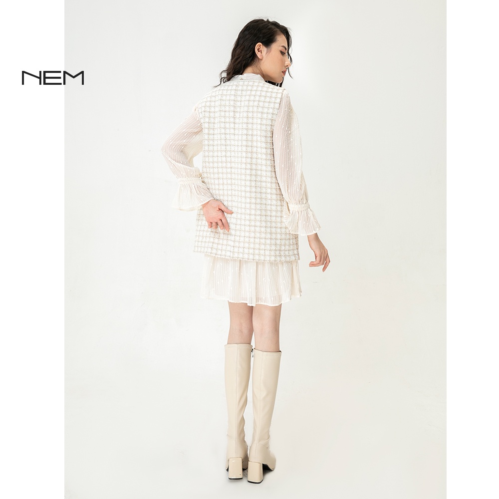 Áo Gile dạ tweed kẻ ô NEM Fashion AK11302 mã kẻ