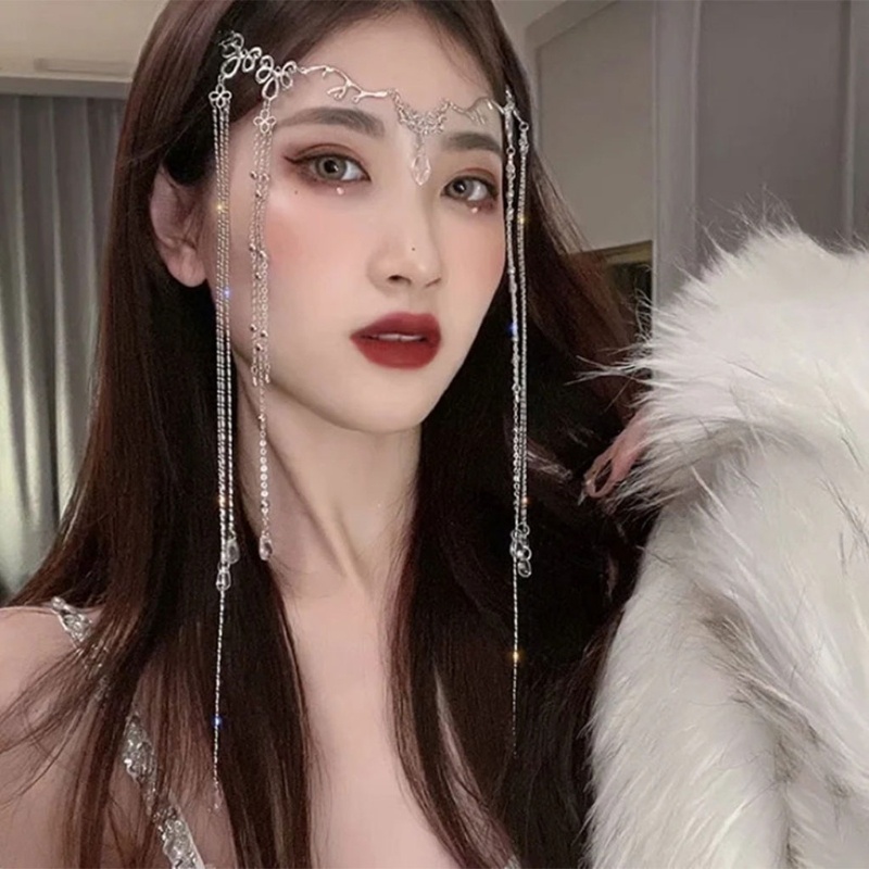 Băng Đô Cài Tóc Đính Pha Lê Hình Giọt Nước Phong Cách Trung Hoa Cổ Điển Cho Nữ