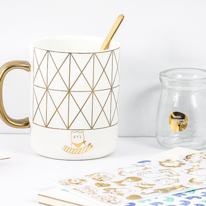 6 Tấm hình dán UV epoxy resin hình mèo xinh xắn trang trí thủ công DIY