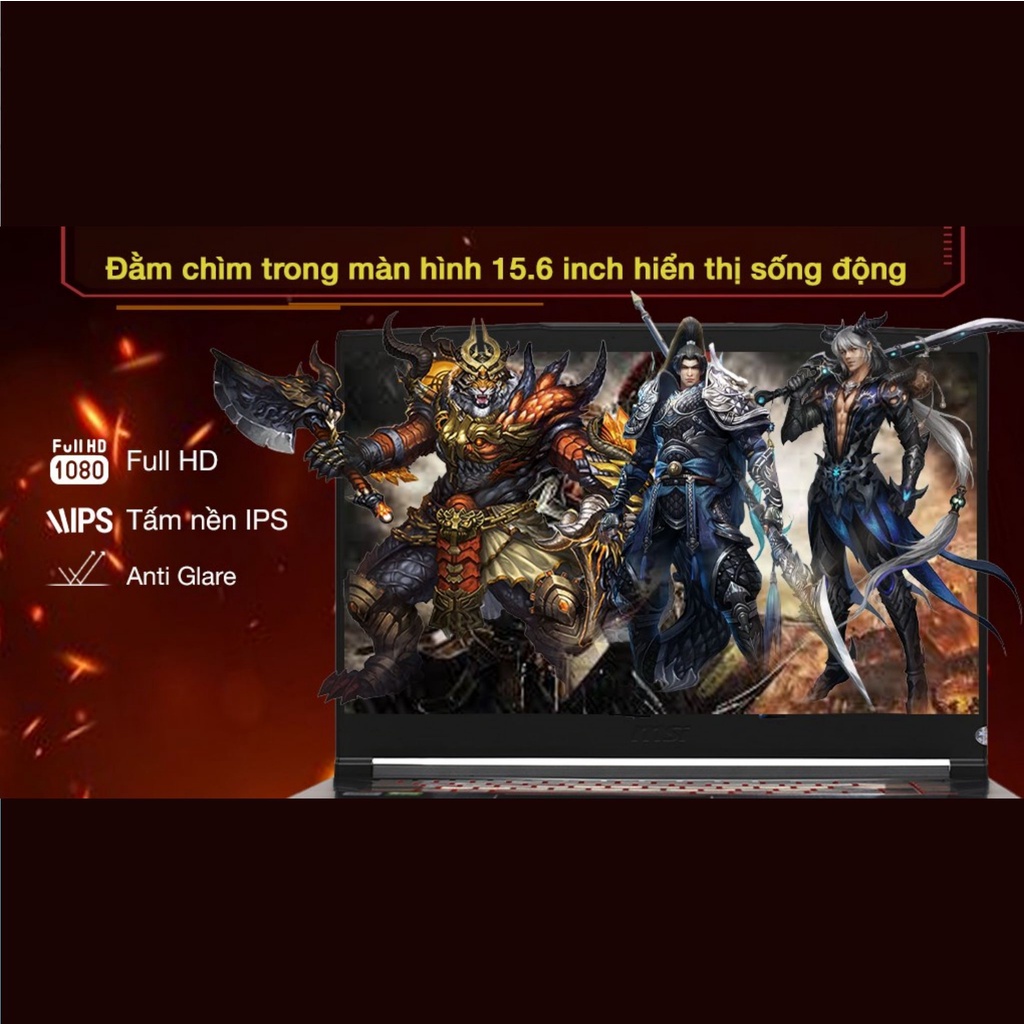 Laptop Gaming MSI GF63 Thin 10SC 468VN, Thiết Kế Đặc Trưng Gaming Với Sắc Đen Truyền Thống