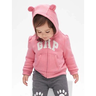 BỘ NỈ DÀY BÉ GÁI KÉO KHÓA HỒNG MŨ GẤU