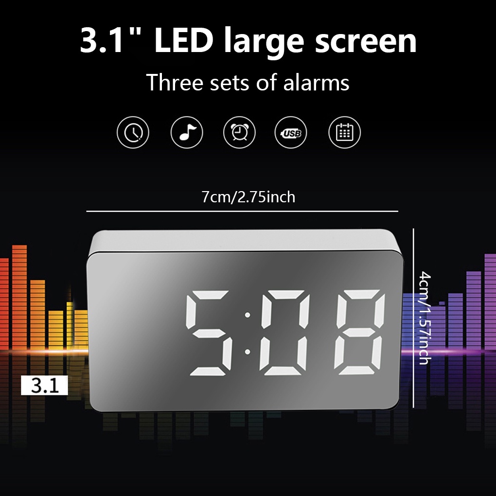 LED Digital Clock USB Rechargeable Tabletop Time Date Temperature Display Alarm Electronic Decorations Clocks【vollter1】