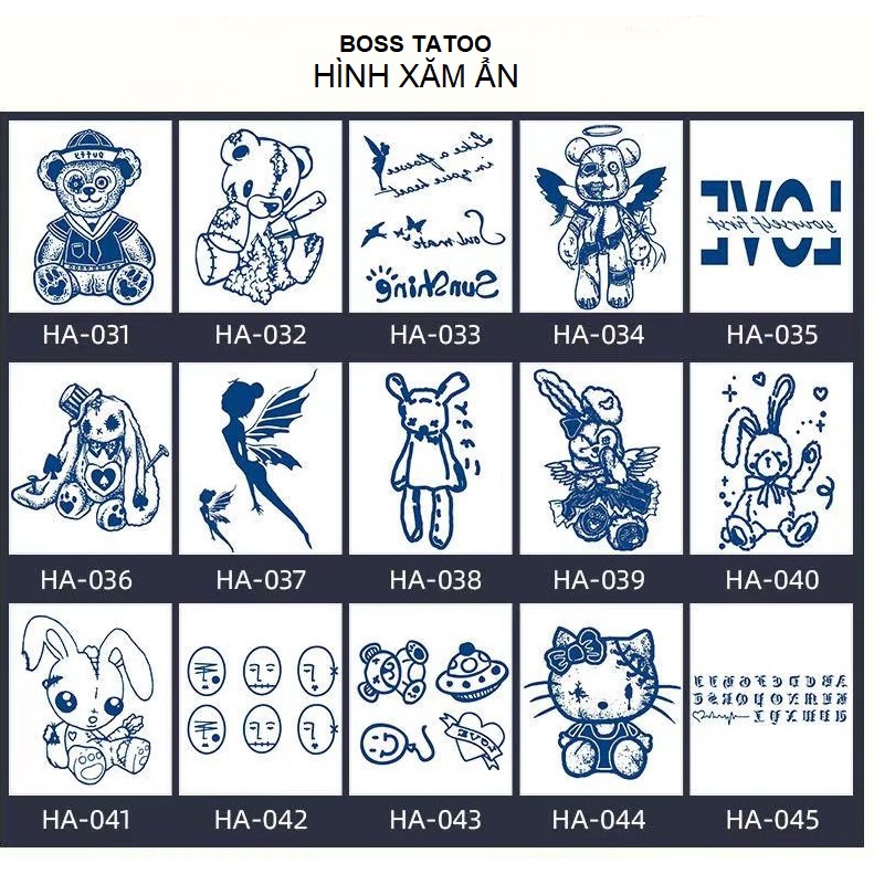 Hình xăm ẩn - xăm dán mini hiển thị sau 8h-24h. Boss tatoo - size <5x7cm. THA03