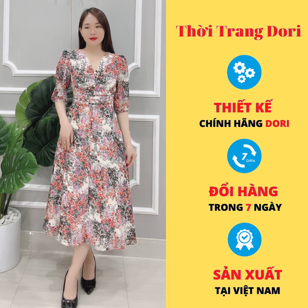 Đầm Xòe Hoa Nhí Cực Đẹp - Thương Hiệu Dori - DV098 (Ảnh Thật , Có Big Size)
