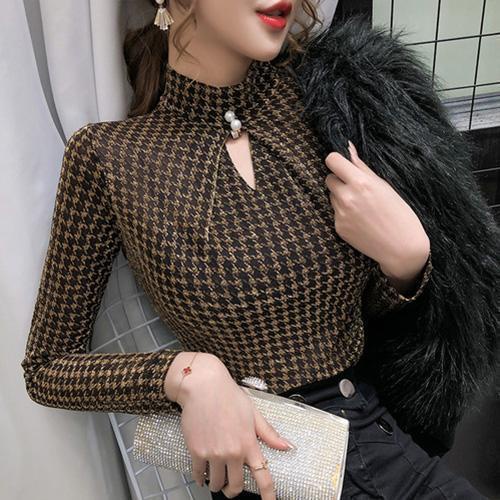 Áo Nhung Tay Dài Cổ Lọ Phong Cách Thời Trang Hàn Quốc Dành Cho Nữ