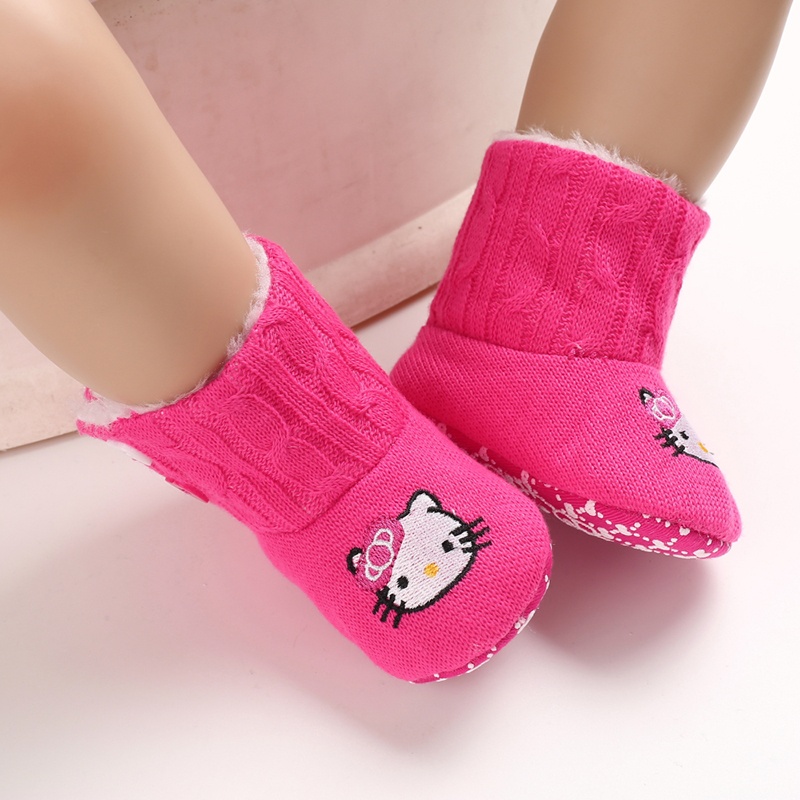 Giày Bốt Cotton Chống Trượt Giữ Ấm Mùa Đông Mới Cho Bé Gái Sơ Sinh Tập Đi