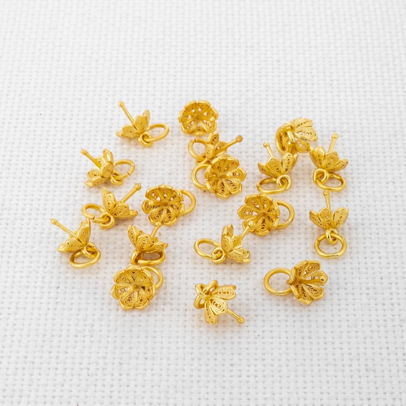 Giá Đỡ Mắt Cừu 8mm Bằng Đồng Mạ Vàng 18K Chất Lượng Cao