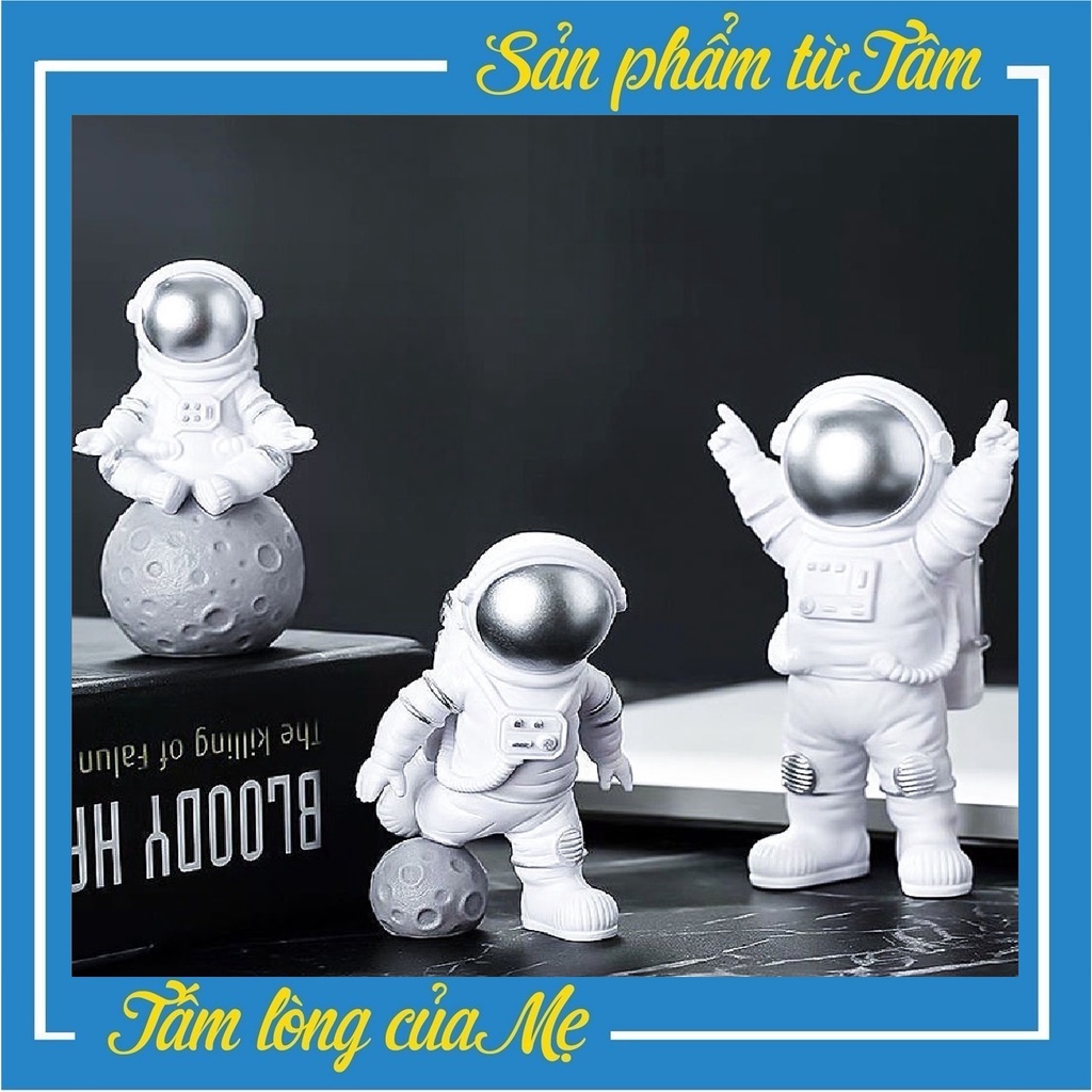 Set 3 Mô Hình Phi Hành Gia Để Bàn, Tượng Phi Hành Gia Trang Trí Bàn Làm Việc Dễ Thương