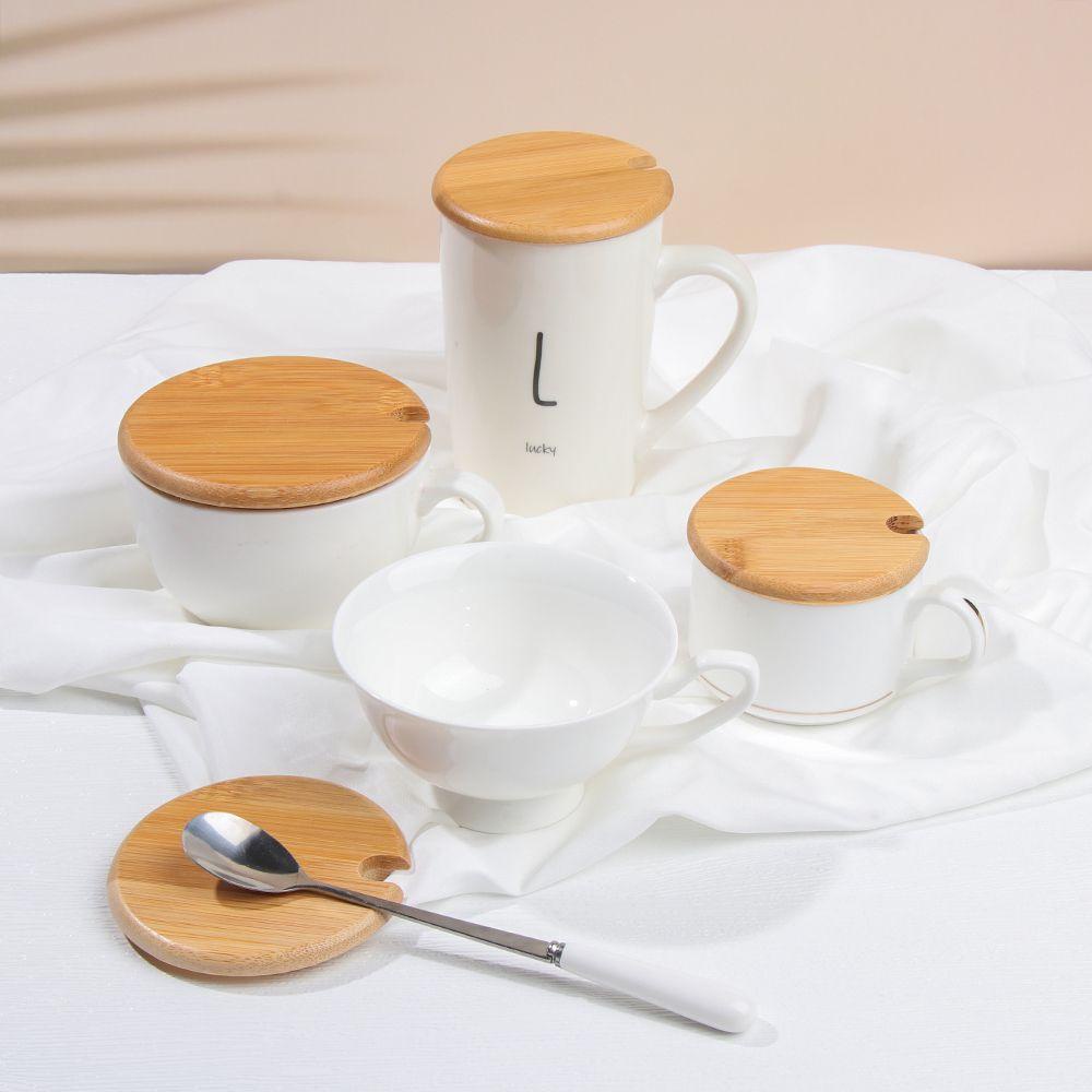 Nắp Đậy Cốc Nước Miệng Rộng Bằng Gỗ Tre Tương Thích Với Nhà Bếp