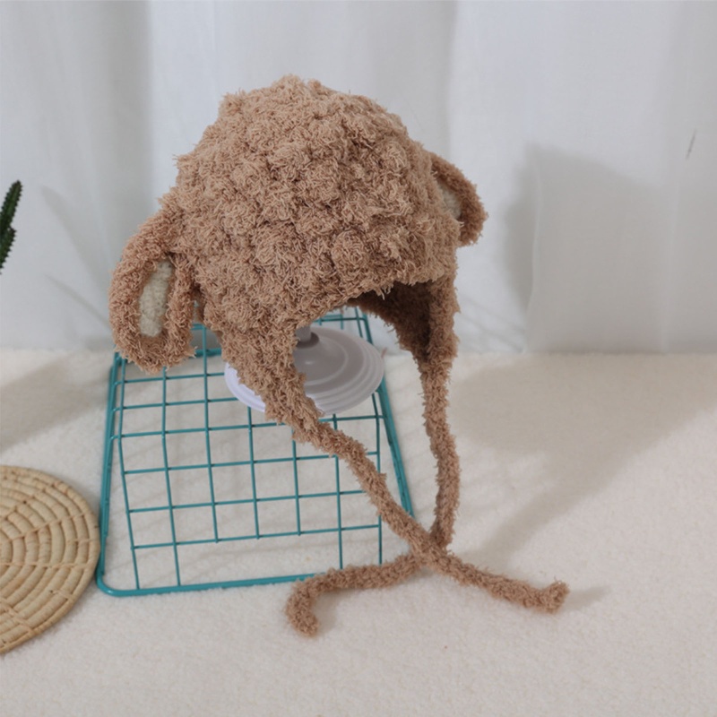 Mũ Len Dệt Kim Mềm Mại Dày Dặn Giữ Ấm Tai Dễ Thương Cho Bé