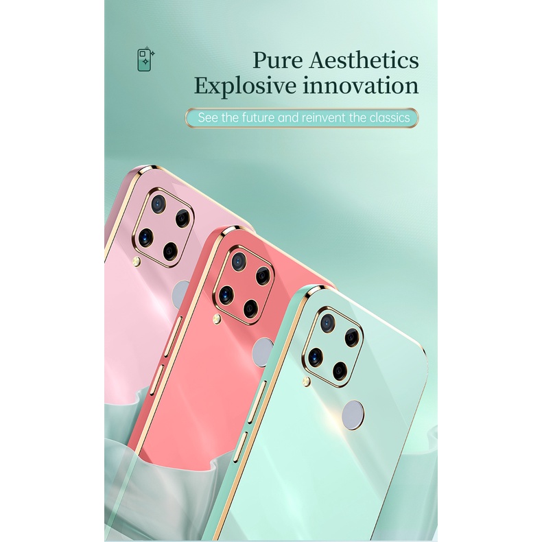 Ốp điện thoại silicone mềm chống sốc 6D sang trọng cho Realme C35 C21y C25y C25 C25s C11 2021 C15 C12 C21 C20 Narzo 50a Prime 30A TPU lưng viền vuông trọng dành