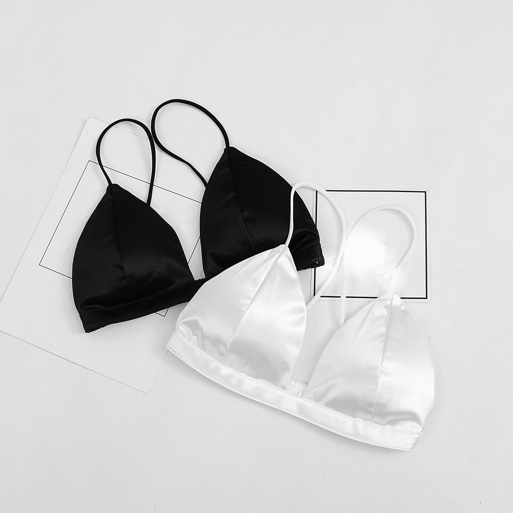 Áo ngực vải satin không đường may có mút lót ngực