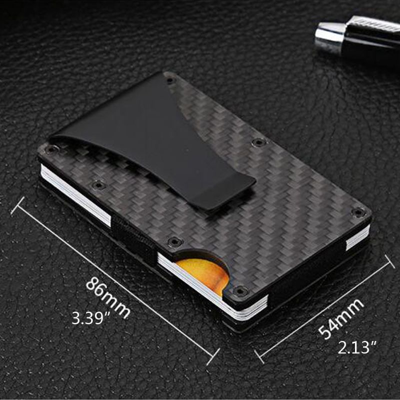 Youyo Ví Đựng Thẻ Tín Dụng RFID Bằng Sợi Carbon Mỏng Có Công Tắc Trượt