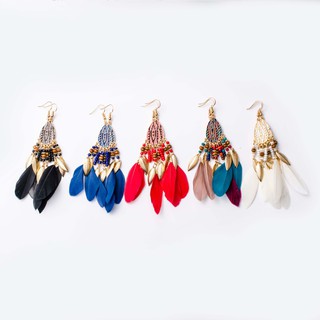 Hoa tai boho lông vũ phong cách Âu Mỹ - Mã HT020