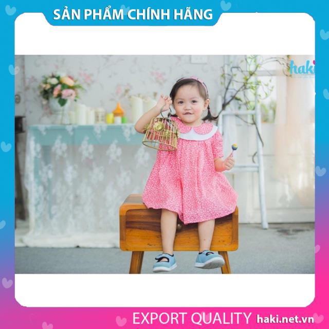 Váy bé gái cổ sen hai lớp xinh xắn HAKI-HK478 (Đỏ hoa nhí)