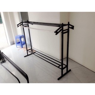 Giá treo đôi, giá treo quần áo, chất liệu sơn tĩnh điện, thép hộp chắc chắn