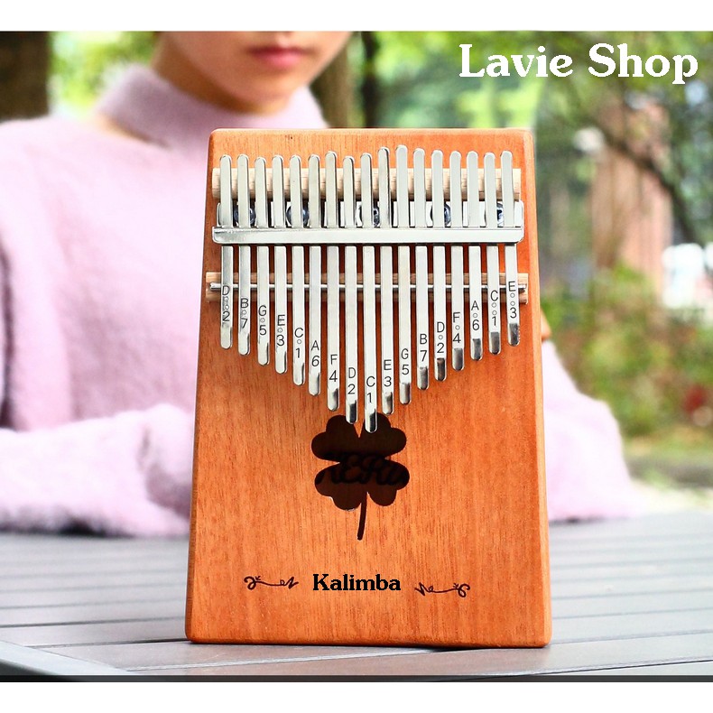 Đàn Kalimba 17 Phím Khắc, Đàn Kalimba Thumbs Piano Ngón Tay Cái Kèm Búa Chỉnh Âm, Khăn Lau HB88