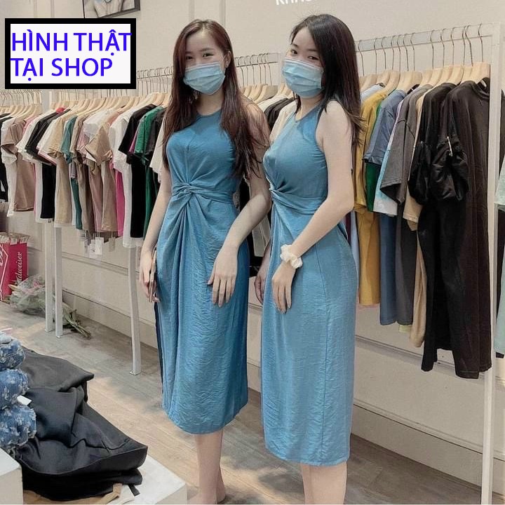 VÁY MAXI CHÍT NƠ EO XANH SIÊU XINH - ĐẦM NỮ MIDI DỰ TIỆC SANG TRỌNG - THỜI TRANG XU HƯỚNG HIỆN ĐẠI N.U STORE - CHẤT ĐŨI.