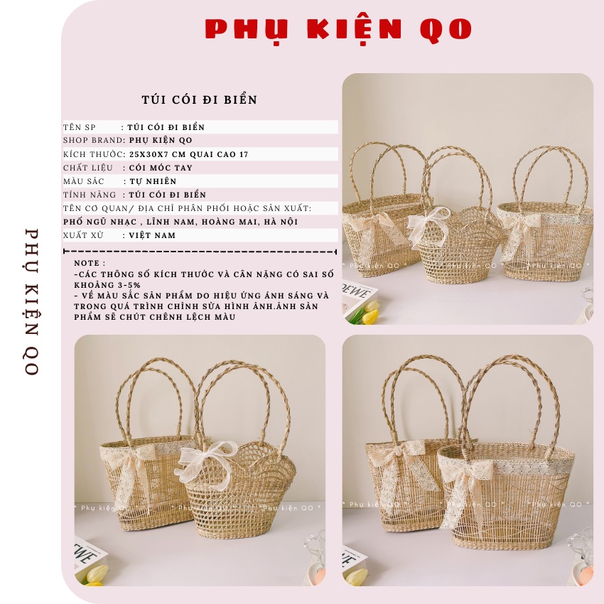 Túi cói đi biển, Túi lục bình Vintage  TCLB03