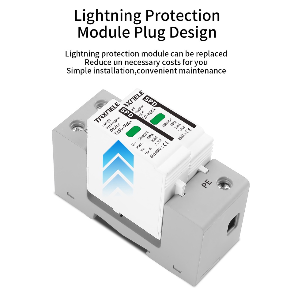 Dc Thiết Bị Bảo Vệ Điện Áp 600V 800V 1000V 2P 20KA 40KA