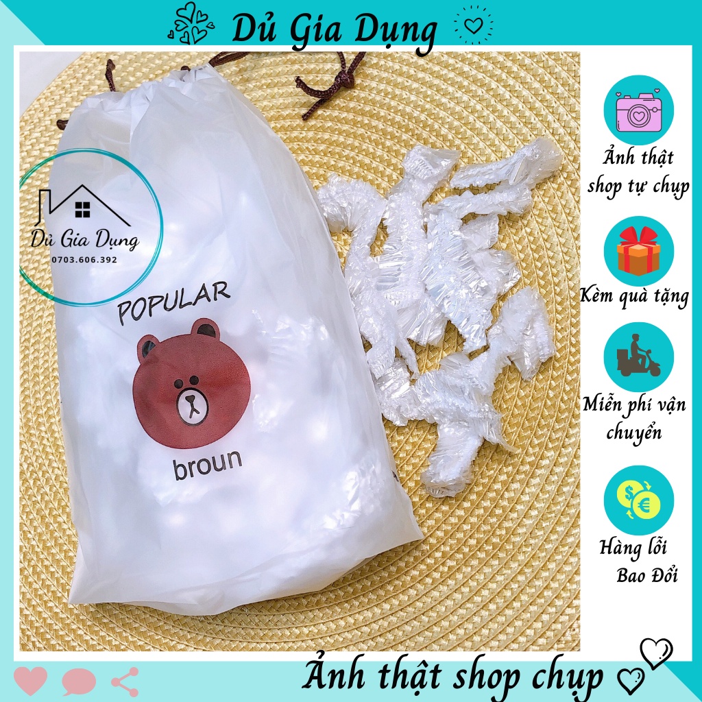 Màn bọc thực phẩm DỦ GIA DỤNG, có chun co giãn, màng bọc thức ăn đa năng, có túi gấu giá rẻ - DGD02