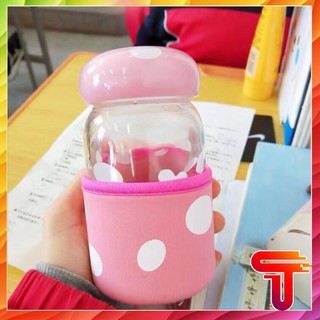 Bình nước thủy tinh có phễu lọc inox. Bình uống trà 300ml có lọc