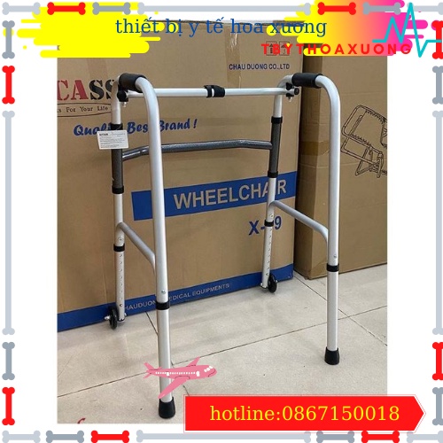 [HÀNG CHÍNH HÃNG]Khung Tập Đi Cho Người Già, Khung Hợp Kim Nhôm Có Bánh Xe Chống Trơn Trượt Lucass W-47
