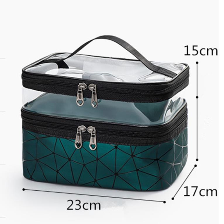 Túi đựng mỹ phẩm EVERTONER trong suốt hai lớp sức chứa lớn đa năng dùng khi đi du lịch