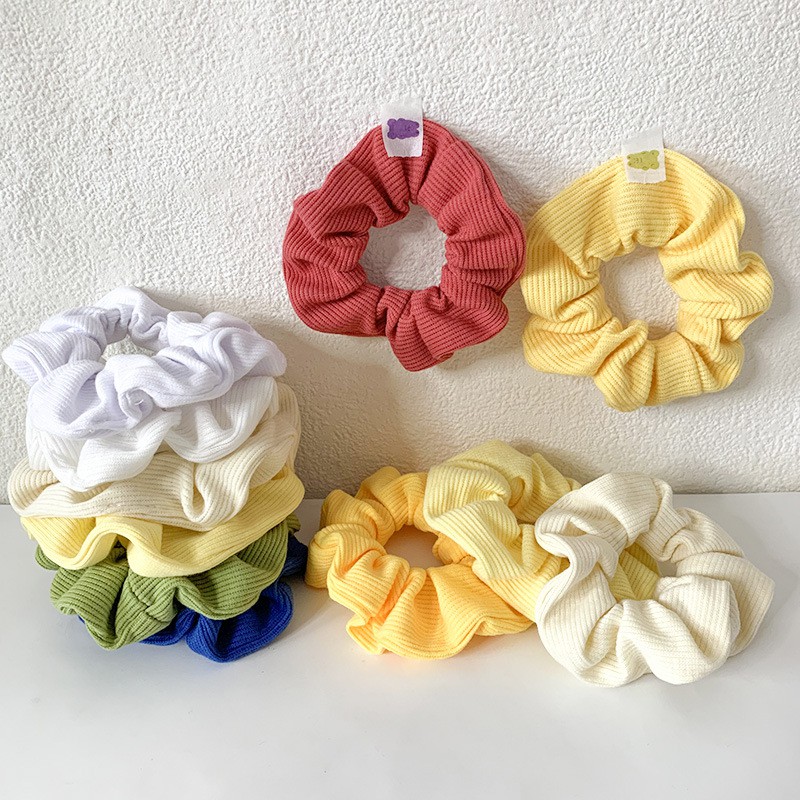 Scrunchie Cột Tóc Vải Gân Nhiều Màu Trơn và Hoa BM Girl Style Hot Trend