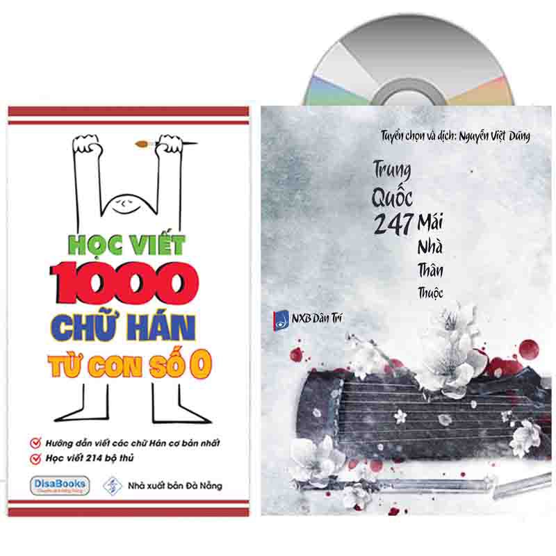 Sách - Combo: Học viết 1000 chữ Hán từ con số 0 + Trung Quốc 247 – Mái nhà thân thuộc + DVD quà tặng