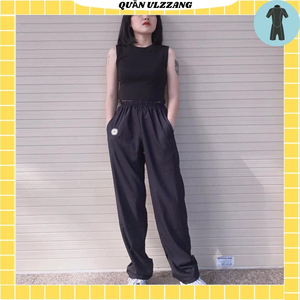 Quần Baggy Nam Kaki Ống Suông thêu hoa unisex