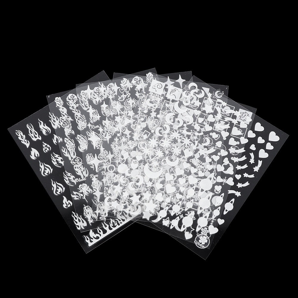 [Hàng mới về] Set 1 / 6 miếng dán móng tay hiệu ứng 3d phát sáng trong bóng tối