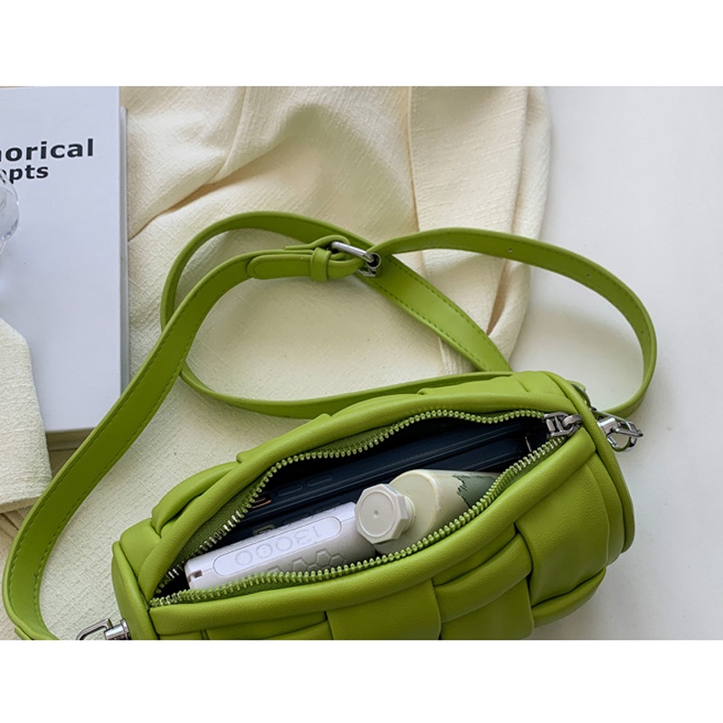 Ielgy Túi Xi Lanh Dệt Đơn Giản Màu Trơn Thời Trang Cho Nữ