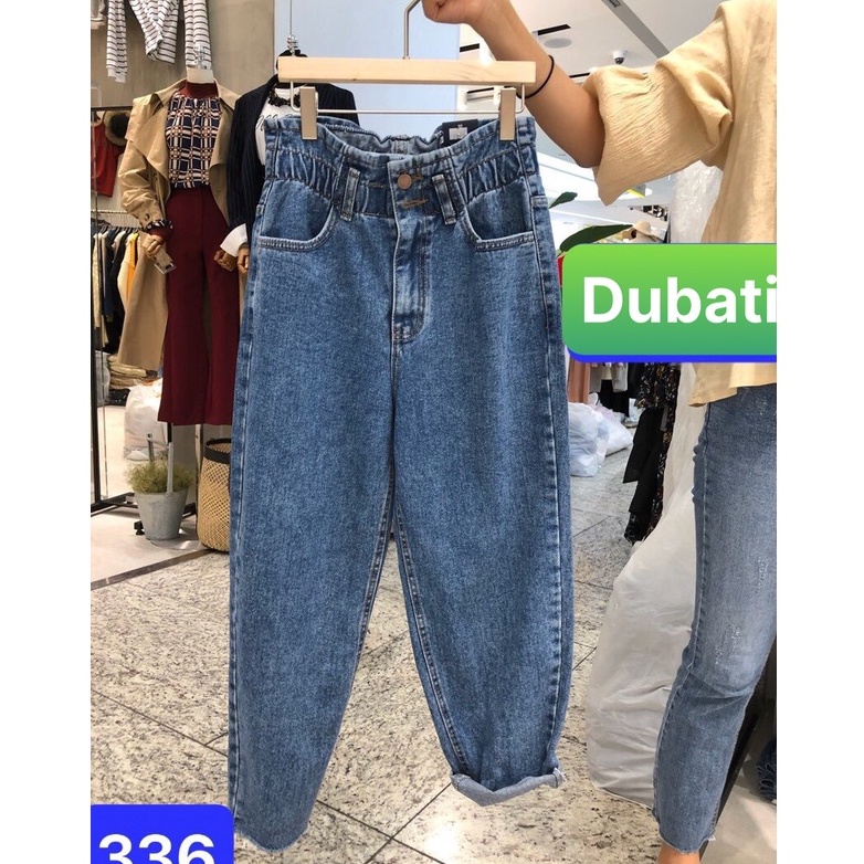 QUẦN JEAN BAGGY NỮ CHẤT BÒ XANH LƯNG THUN CẠP CHUN 2 CÚC LƯNG CAO NÂNG MÔNG DB-336 - DUBATI FASHION
