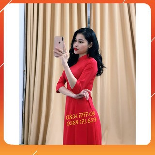 Áo dài truyền thống _áo dài đỏ _cổ cao và cổ tròn đẹp