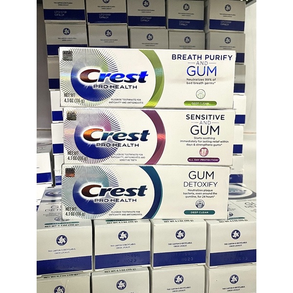 Kem Đánh Răng Crest Gum Detoxify - Sensitivity - Charcoal Than Tre Làm Trắng Làm Mát Nướu 104gr Chính Hãng Mỹ
