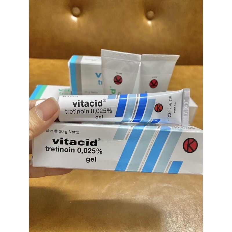 GEL Tretinoin Vitacid 0.1%, 0.05%, 0.025%  giảm mụn, chống lão hóa da 20g.