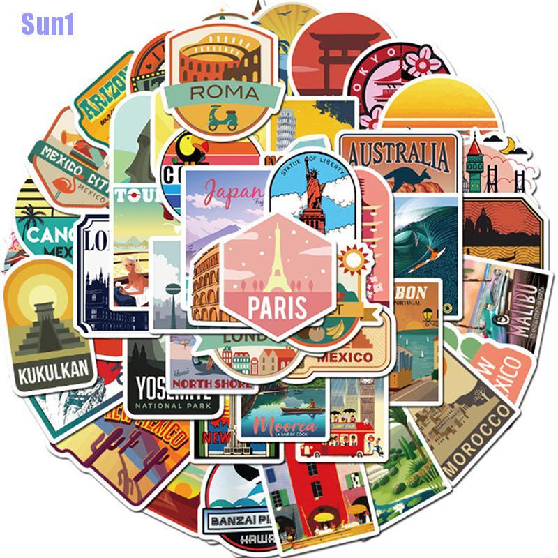 Bộ 50 Miếng Dán Trang Trí Chống Thấm Nước Họa Tiết Hoạt Hình Graffiti