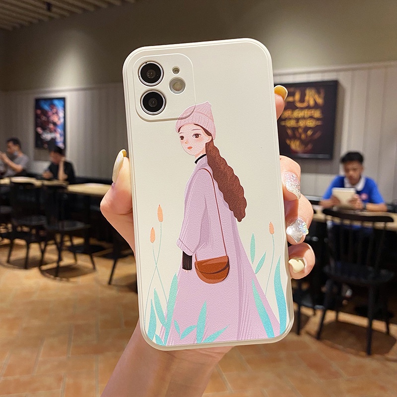Ốp lưng iphone Cô gái cạnh vuông dẻo ốp đt 6 7 8 plus x xsm 11 12 13 pro max e220