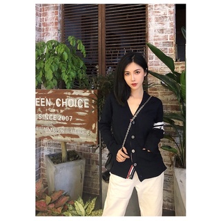 [SẴN XÁM M] Áo cardigan len sọc  Thombrowne
