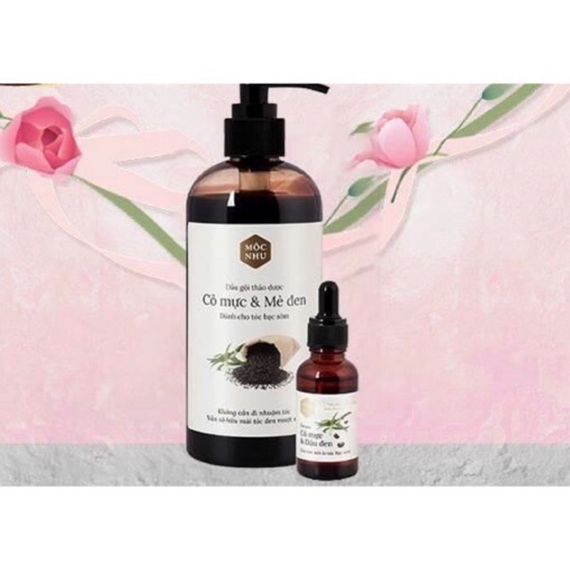 Bộ Đôi Dầu Gội Cỏ Mực Mè Đen - Serum Cỏ Mực Dành Cho Tóc Bạc Sớm