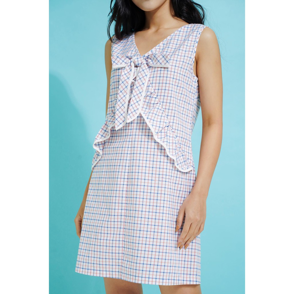 Váy  suông thiết kế , kết hợp với nơ trước ngực , váy sát nách cao cấp - TK FASHION - DK436