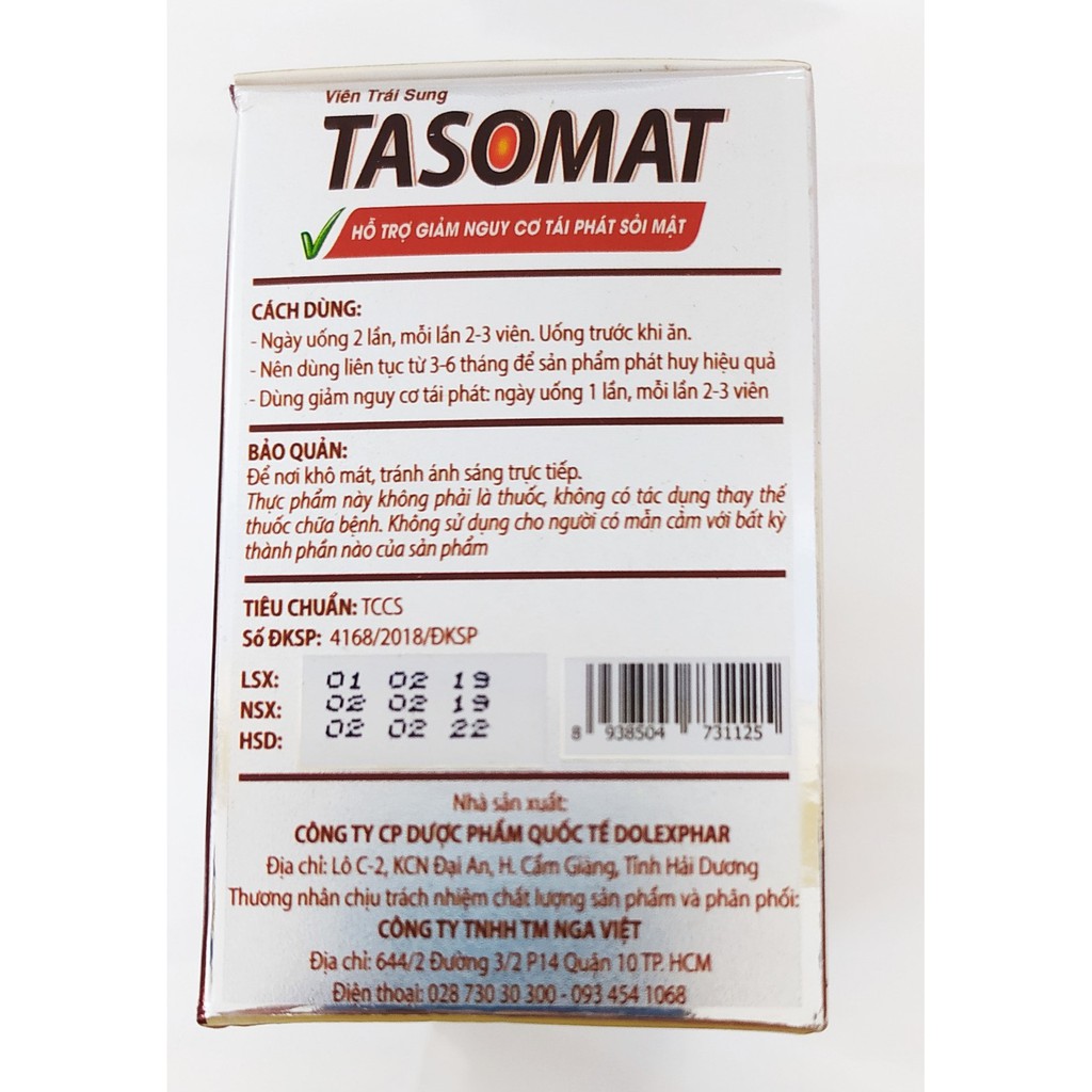 TASOMAT - Tan sỏi nhanh, không tái phát- Hỗ trợ điều trị bệnh sỏi mật, sỏi thận, sỏi gan