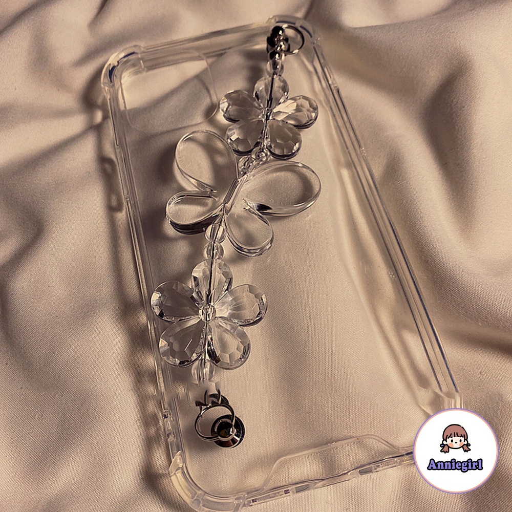 Ốp điện thoại TPU trong suốt họa tiết bướm kèm vòng đeo tay chống trượt thích hợp cho iPHONE 13 12 11 PRO MAX 7 PLUS