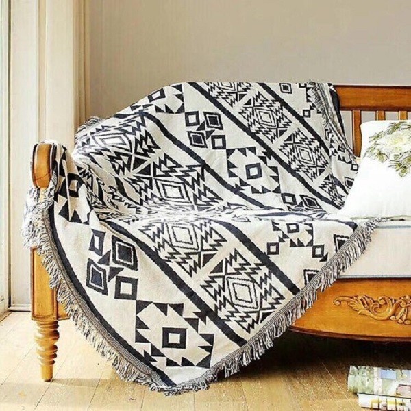 Thảm thổ cẩm vintage phủ sofa sử dụng 2 mặt kích thước decor phòng nhập khẩu