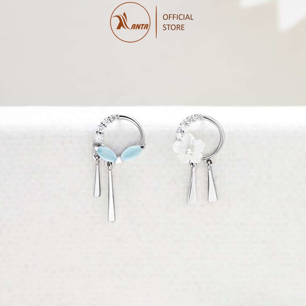 Bông tai bạc dành cho nữ khuyên tròn đính đá sang trọng ANTA Jewelry - ATJ7030B