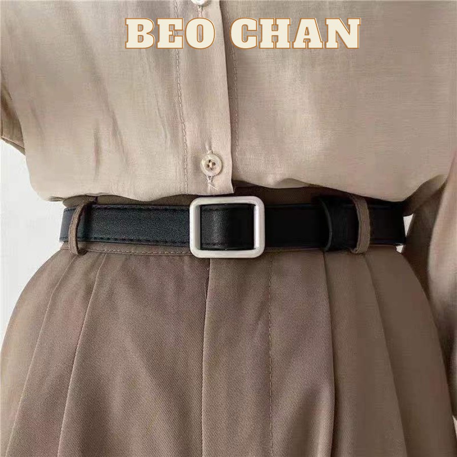 Thắt Lưng Vuông Chữ Nhật Bản 2.3cm - Dây Nịt Nam Nữ Da Đẹp Chữ Nhật Không Đục Lỗ Eo Nhỏ Vừa - Beo Chan