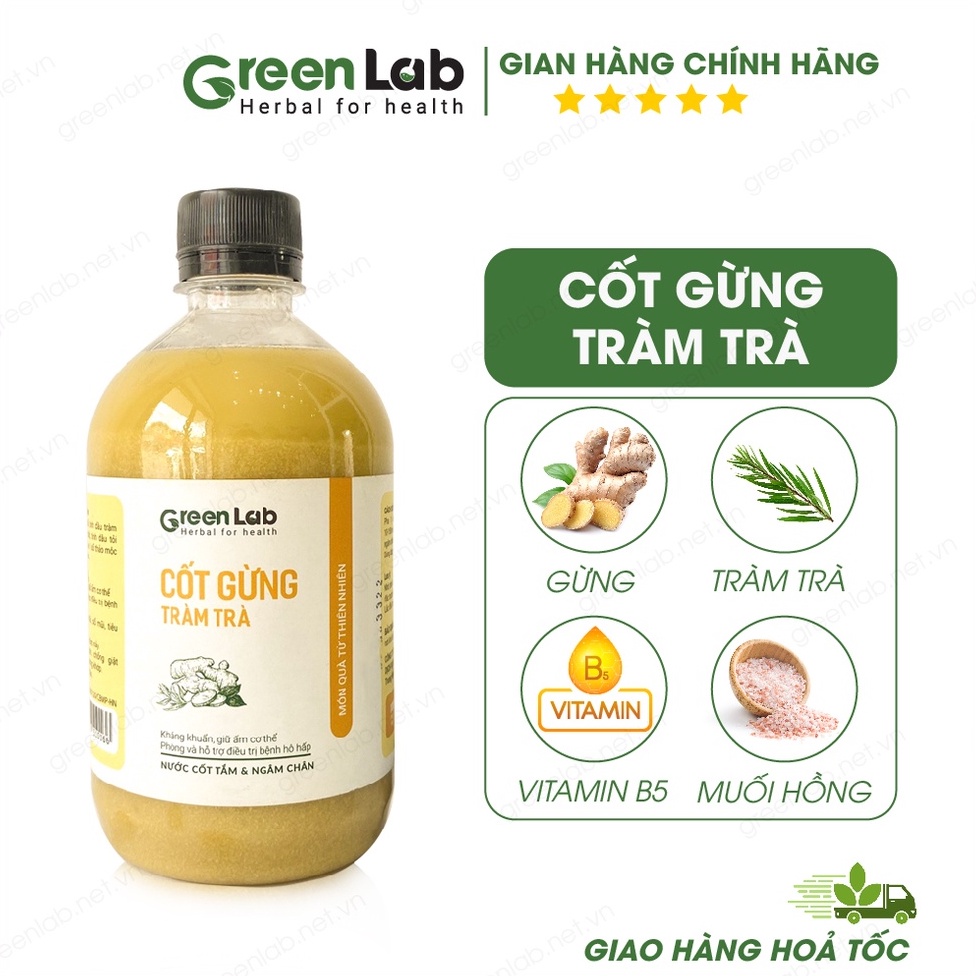 Cốt gừng tràm trà GreenLab Nước Tắm Bé Ngâm Chân Gia Đình - Giữ ấm cơ thể tránh phong hàn 500ml