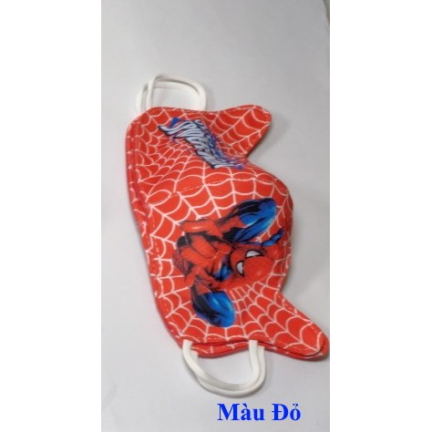 KHẨU TRANG TRẺ EM Kiểu có tai In hình siêu nhân nhện spider man Chất liệu vải Dày 3 lớp Chống nắng Phòng ngừa dịch bệnh